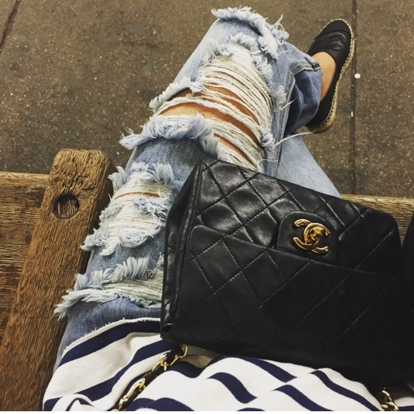 CHANEL Handbags - Authentic Chanel mini cross body black lambskin